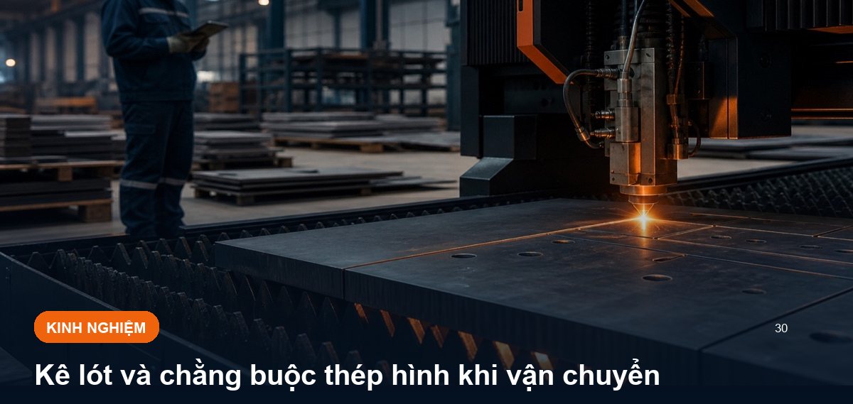 Kê lót và chằng buộc thép hình khi vận chuyển