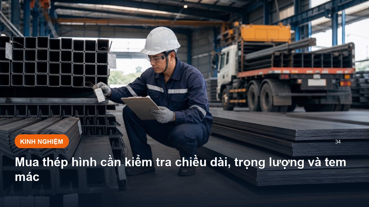 Mua thép hình cần kiểm tra chiều dài, trọng lượng và tem mác